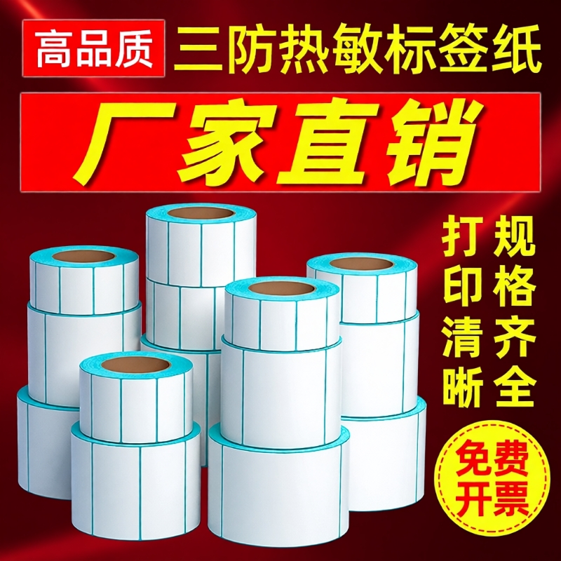 三防热敏标签纸热敏纸60x40 20 30 50 70 80 90 100x100空白不干胶标签E邮宝奶茶贴纸超市吊牌价格条码打印机