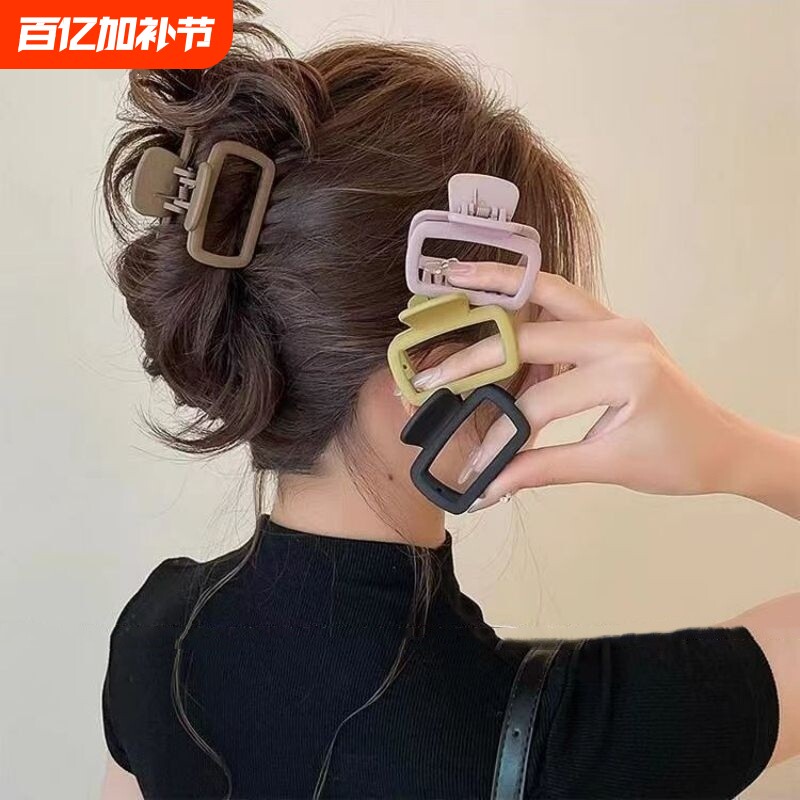 适合发量少的抓夹发夹方形小号发饰女后脑勺半扎发鲨鱼夹发卡磨砂