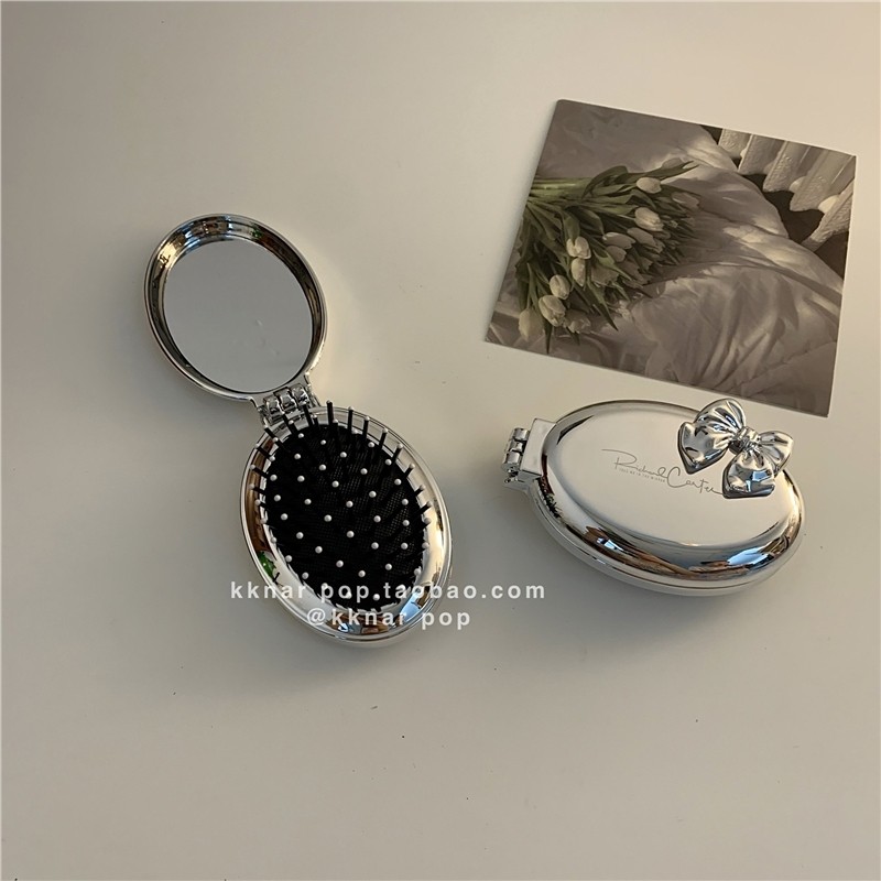 银色小梳子便携高级ins风简约带镜子一体随身携带气垫梳女士专用,家庭/个人清洁工具,梳子/化妆梳/按摩梳,淘宝优惠券,粉丝福利购,淘宝优惠卷