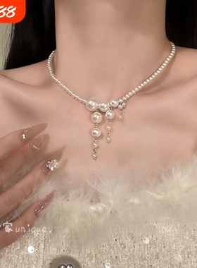 【月光恋人】法式气质串珠项链女小众精致轻奢高级感choker锁骨链