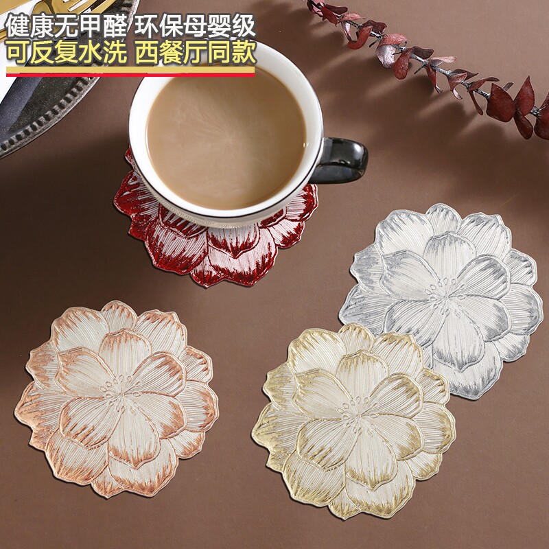 北欧风高级杯垫隔热垫轻奢高颜值简约耐高温圆形家用茶杯垫