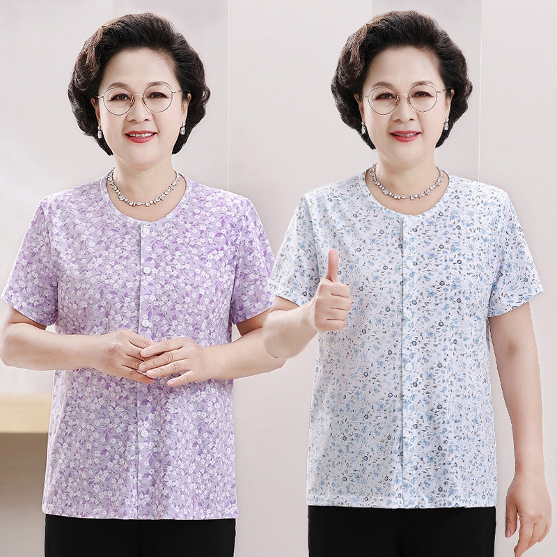 中老年人夏季衬衫婆婆薄款外穿短袖衬衫中年妈妈2025新款休闲开衫