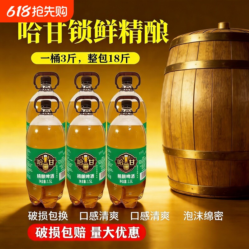 风味原浆哈甘精酿啤酒清爽口感生扎啤全麦整箱扎啤烧烤大桶装生啤