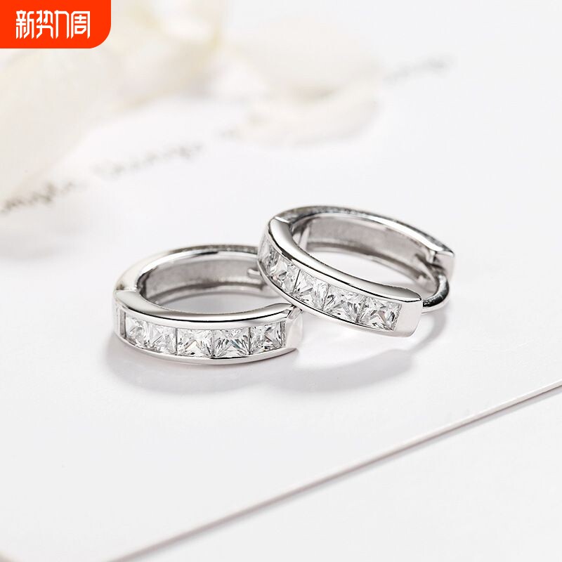 925纯银  女款单排锆石耳扣   欧美流行电镀耳扣摆件耳钉