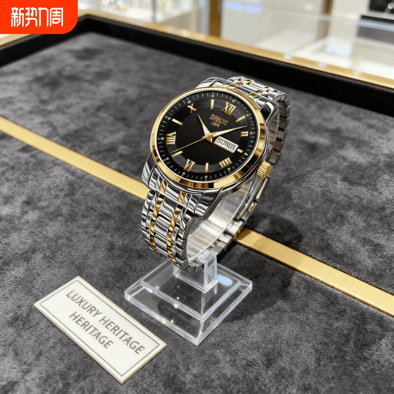 男士手表男正品名牌全自动非机械表钢带男款商务防水石英腕表老人