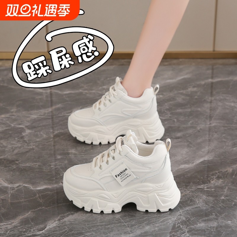 他她女孩内增高女鞋2025春季新款小码运动鞋子爆款小个子厚底真皮