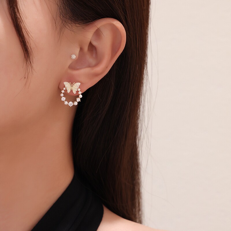 独特小众耳钉2026新款爆款高级感蝴蝶耳环s925银针耳饰女夏天
