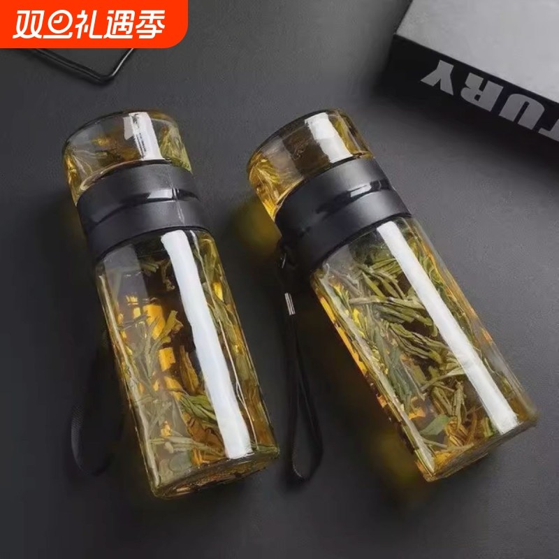 新款玻璃茶杯茶水分离杯车用商务水杯开业地推单层保温滤网喝水