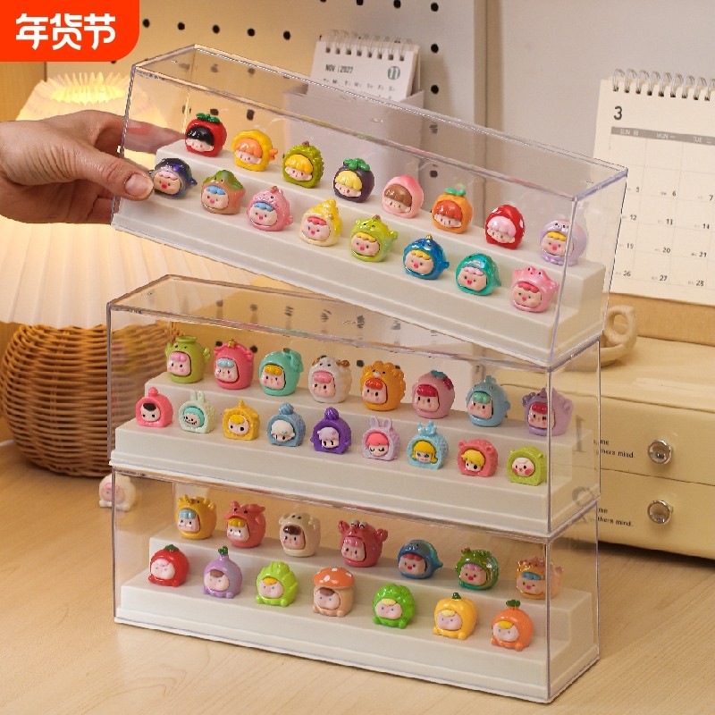 萌粒盲盒展示架收纳摆件立牌手办展示柜娃娃透明亚克力展示盒阶梯,收纳整理,手办收纳盒,淘宝优惠券,粉丝福利购,淘宝优惠卷