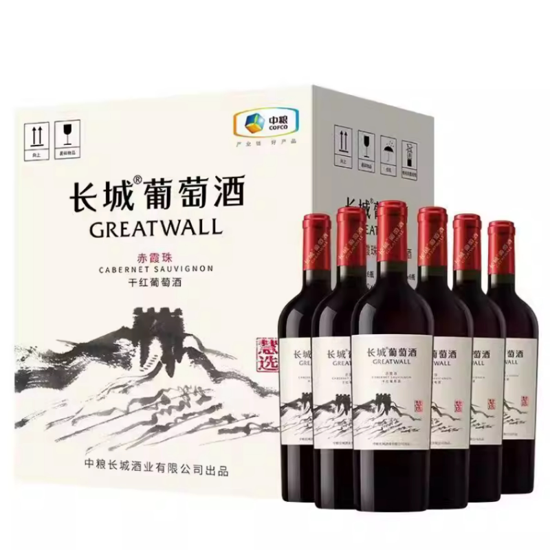 中粮长城华夏慧选赤霞珠干红葡萄酒整箱6瓶750ml整箱佐餐口粮红酒