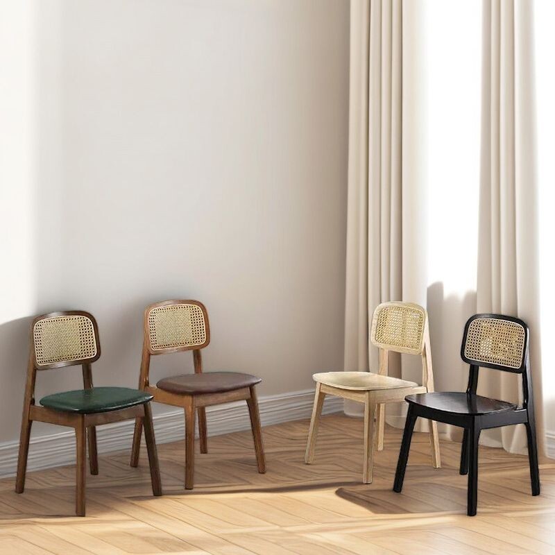 a日式藤编餐椅实木靠背椅子出租屋北欧家用简约餐桌椅民宿餐厅凳