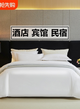 五星级酒店四件套宾馆民宿床品布草纯白色被套床单被芯床笠三件套