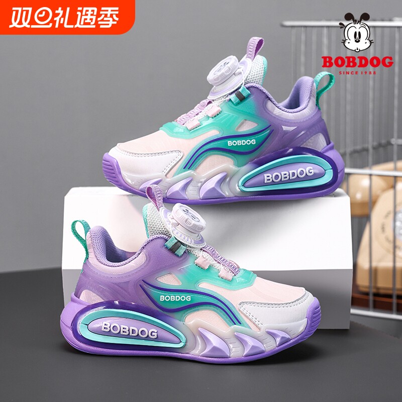 巴布豆女童鞋旋转纽扣冬季新款大棉小男孩保暖鞋子加绒儿童运动鞋