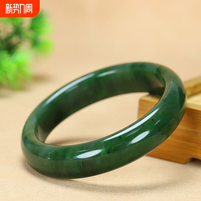正品新疆和田碧玉手镯女真玉石镯子送妈妈女友礼物高端国风带证书