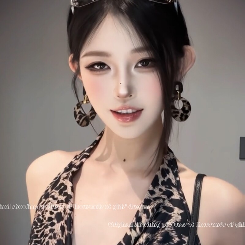 y2k千禧未来风豹纹夸张显脸小几何圆圈耳环欧美复古百搭耳饰耳钉