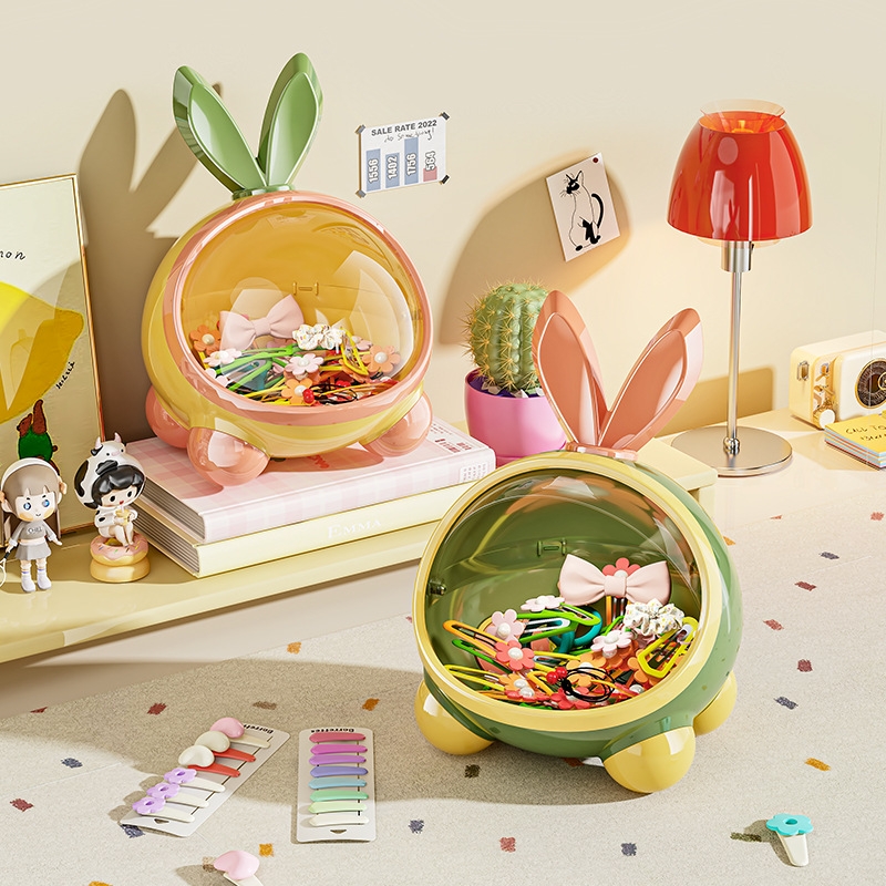 乐LE高GO儿童收纳盒可爱兔耳朵头绳发卡零食桌面整理盒卧室床头