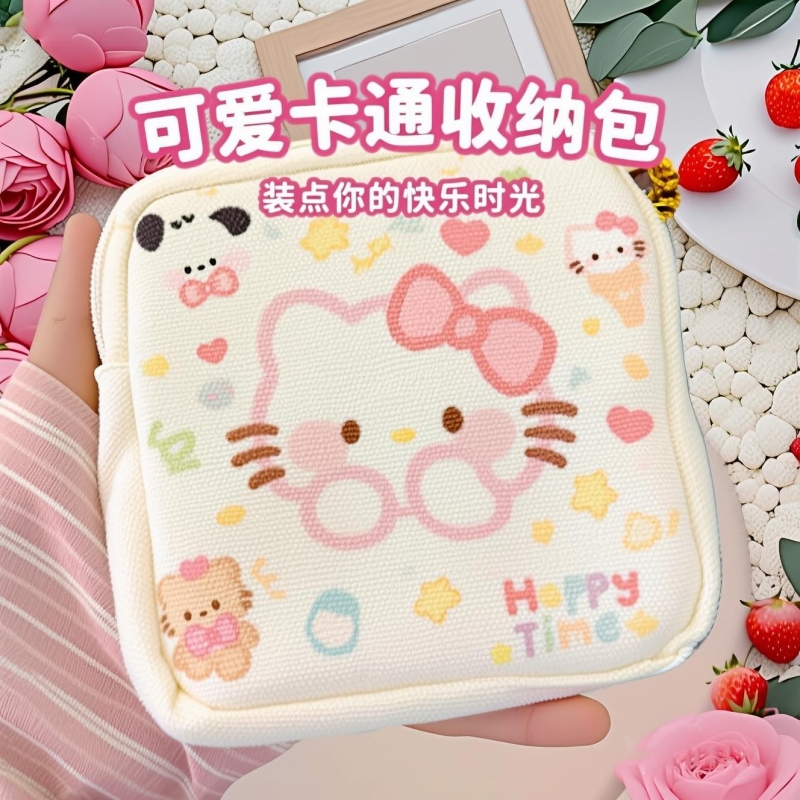 2025新款卡通卫生巾姨妈巾收纳包月事学生迷你便携可爱少女帆布包