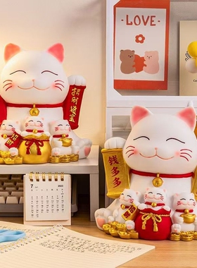 招财猫存钱罐2026新款儿童女孩储钱罐摔不烂存零钱箱摆件红色金色