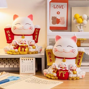 招财猫存钱罐2026新款儿童女孩储钱罐摔不烂存零钱箱摆件红色金色
