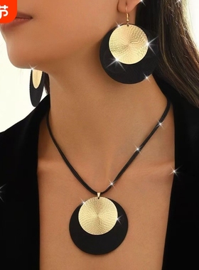 欧美夏日锁骨套装高级三件套项链首饰时尚女友个性耳环新款