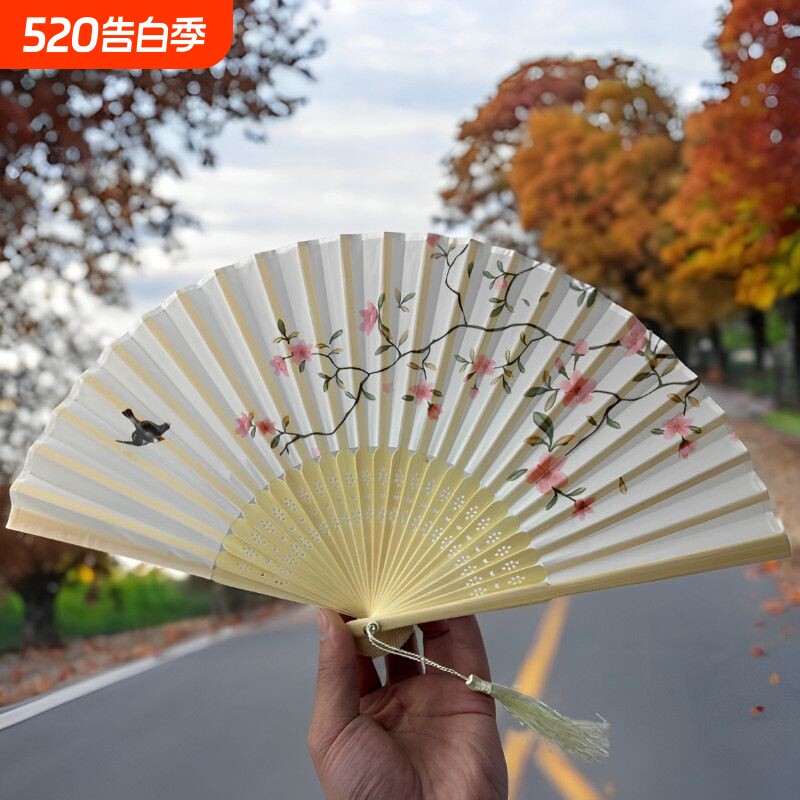 古风折扇中式折叠扇子古风夏天汉服旗袍舞蹈随身便携拍照中国折扇