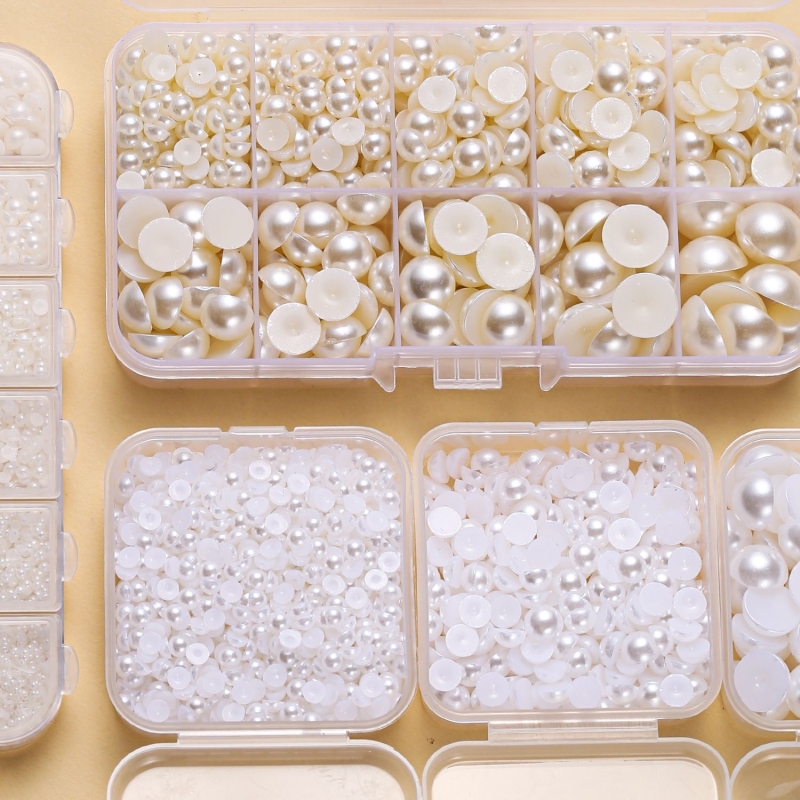 半圆平底高亮仿珍珠ABS美甲DIY饰品配件平底半圆珠子珍珠贴片半面