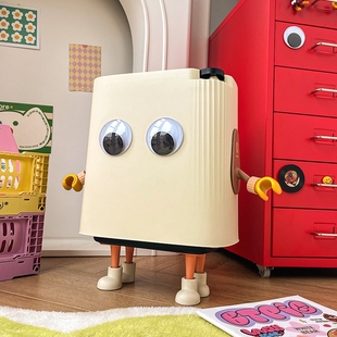 HOME家居可爱卡通垃圾桶新款 MOMO 家用客厅按压带盖子子卫生桶