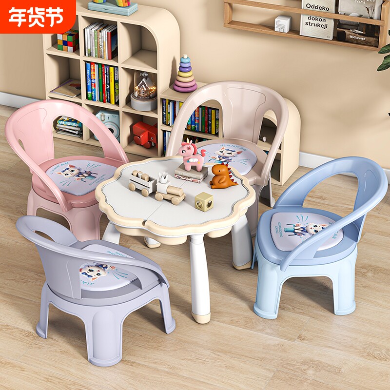 幼儿靠背椅子儿童餐椅放屁凳子宝宝吃饭椅防滑家用板凳卡通叫叫椅