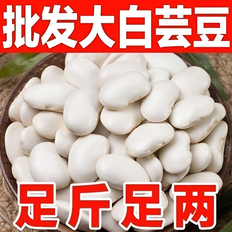白芸豆5斤新货大芸豆雪豆大白豆扁豆五谷杂粮粗粮大粒有机饱满