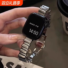 适用苹果手表表带iwatch新款不规则金属链applewatchs10女款s9高级感夏季ultra2小众不锈钢创意女生钢带黑色