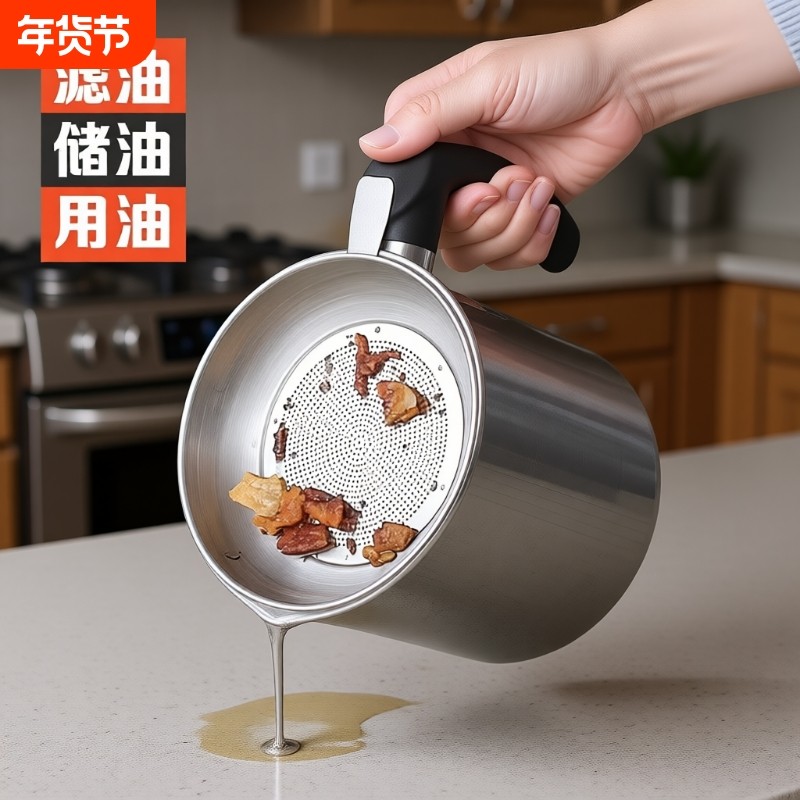 滤油壶油罐不锈钢滤油神器过滤壶漏油网厨房家用沥油瓶食品级油炸,厨房/烹饪用具,油壶,淘宝优惠券,粉丝福利购,淘宝优惠卷