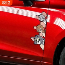 猫和老鼠可爱车贴车门车窗装饰贴纸电动车个性创意卡通划痕遮挡贴