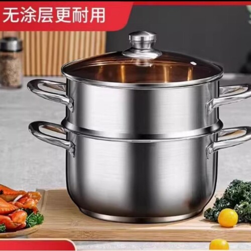 煲汤24CM双层汤锅家用大容量汤蒸锅厨房炖汤多用蒸煮锅