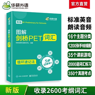 图解剑桥PET词汇单词专项训练书小学五六年级升初中英语教辅剑桥通用五级考试教材可搭阅读听力 华研外语pet核心词汇2026青少改革版