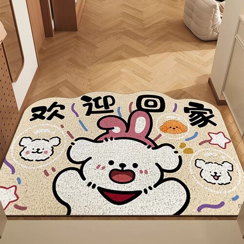 卡通丝圈入户门地垫可裁剪防滑