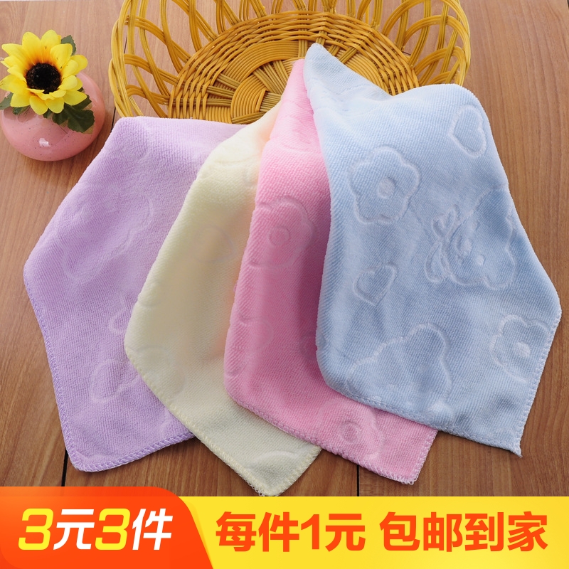 细纤维小毛巾25*25压熊头小方巾儿童毛巾擦手巾清洁毛巾