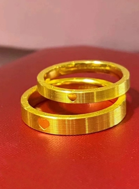 520爱心沙金戒指女仿真黄金素戒