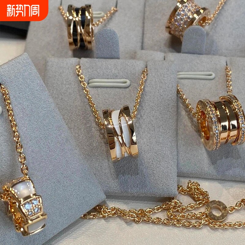 小蛮腰弹簧项链男女高版本纯银黑陶瓷满钻小红人慈善款吊坠