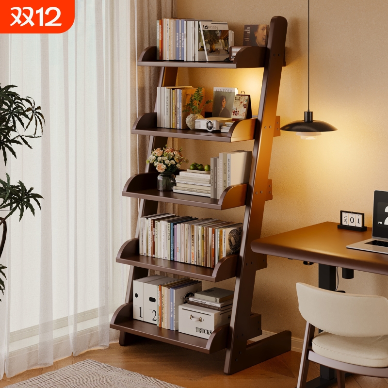 实木书架客厅落地置物架儿童多层