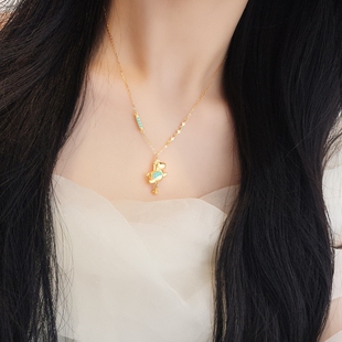 s925纯银可爱小飞马项链女时尚趣味锁骨链精致立体马上好运礼物