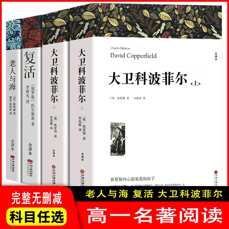 高一名著阅读书大卫科波菲尔复活老人与海战争与和平乡土中国红楼梦百年孤独高中课外阅读小说完整无删减全译本文学经典双城记