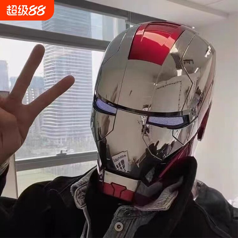 2026贾维斯钢铁侠MK5电动头盔儿童面具穿戴自动开合头套新年礼物