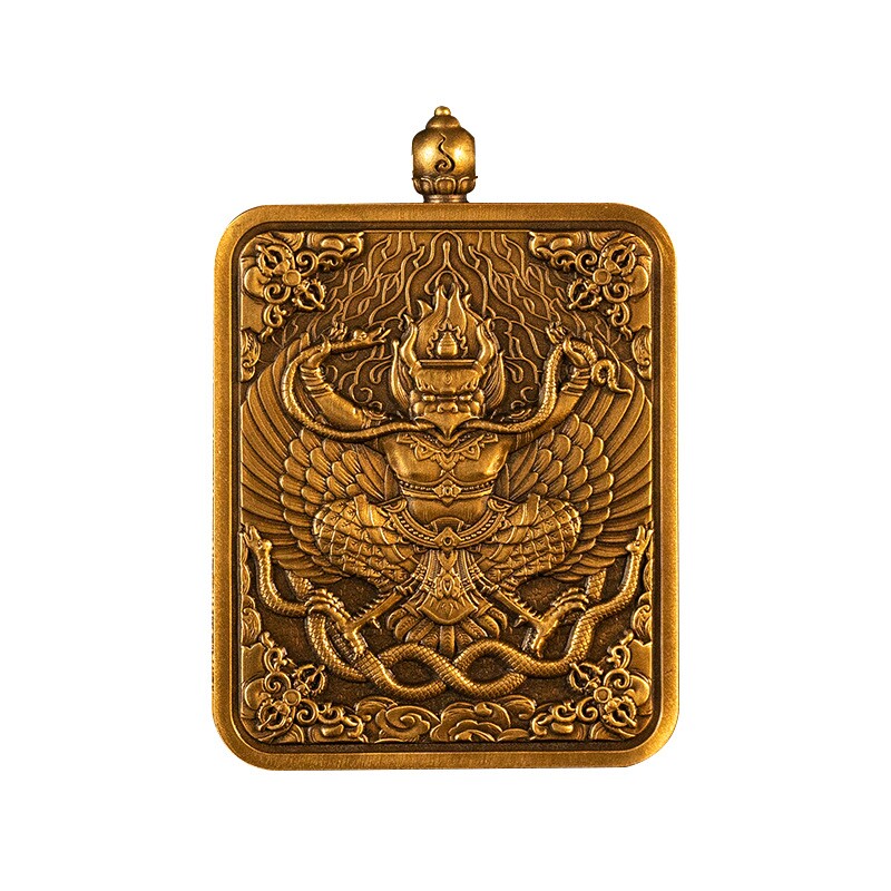 【一如正品】莲花摩尼头钢化玻璃金翅大鹏鸟嘎乌盒唐卡盒吊坠图片