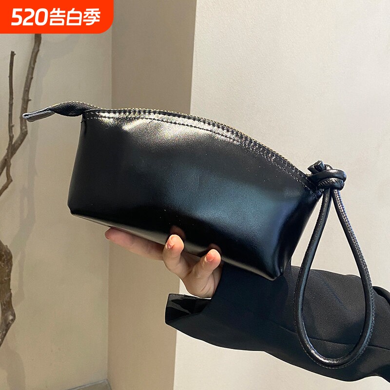 2026新款真皮质感手拿包大容量贝壳零钱包便携手拎包手机包化妆包