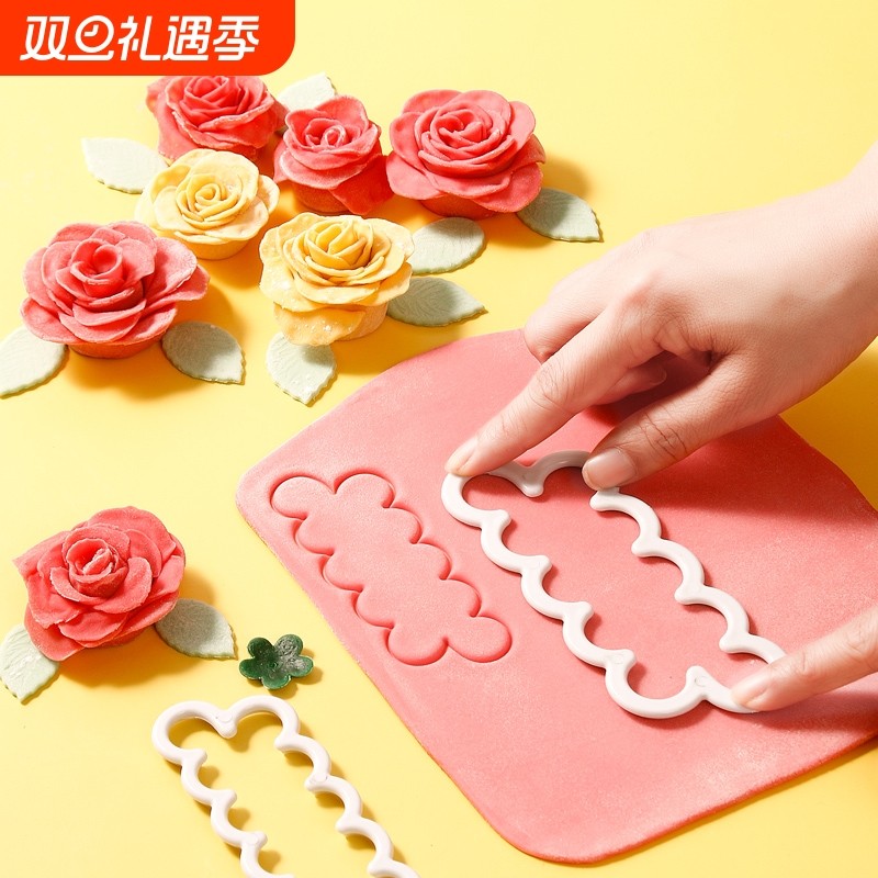 玫瑰花切模翻糖印花模具糖皮糖花馒头蛋糕花卷造型器饼干烘焙工具
