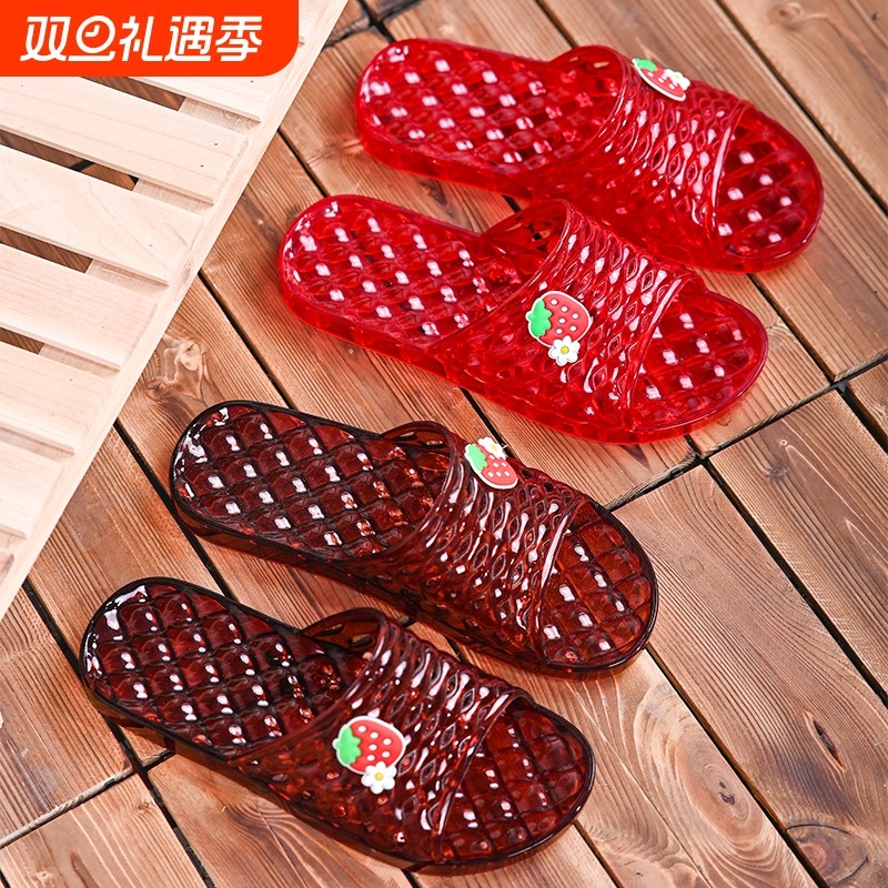 室内防滑水晶拖鞋女夏季外穿2025新款透明洗澡塑料凉拖妈妈老人鞋