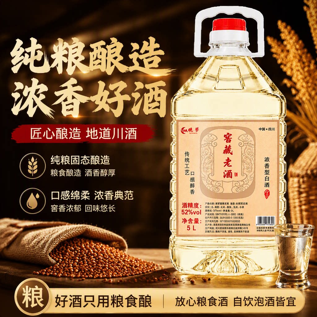 白酒纯粮食酒水高粱老酒52度桶装散酒高度散装60度泡酒专用酒原浆