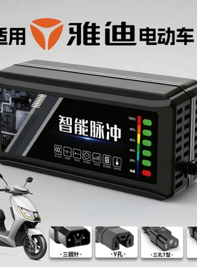 适用雅迪电动车充电器电瓶48V12AH60V72V20A新国标插头石墨烯通用