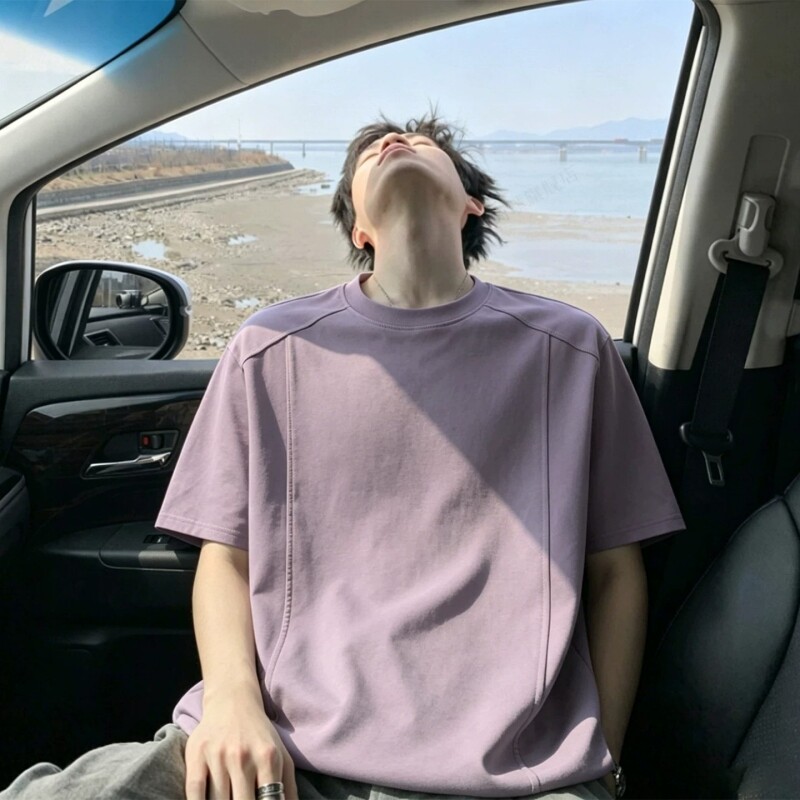 紫色速干t恤短袖男款夏季薄款冰丝防晒运动上衣口粮半袖蓝色时尚