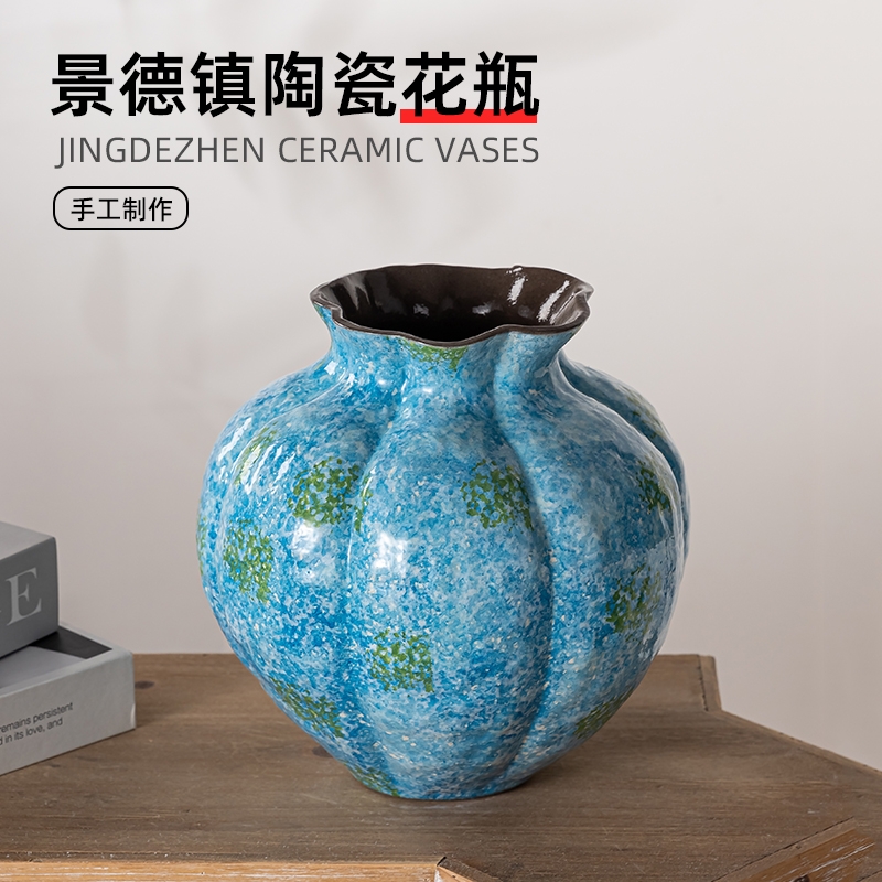 绚荷油画陶瓷花瓶景德镇装饰摆件